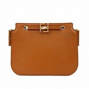 Fendi Tan Leather Shoulder Bag with Gold Hardware